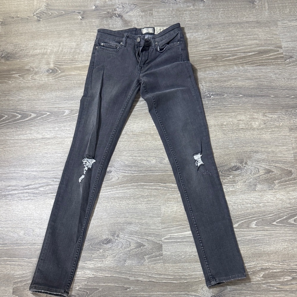 All Saints Dark Gray Distressed Women's Skinny Jeans